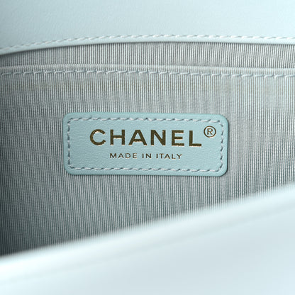 Chanel Calfskin Chevron Embroidered Medium Boy By The Sea Flap Light Blue 6 of 9