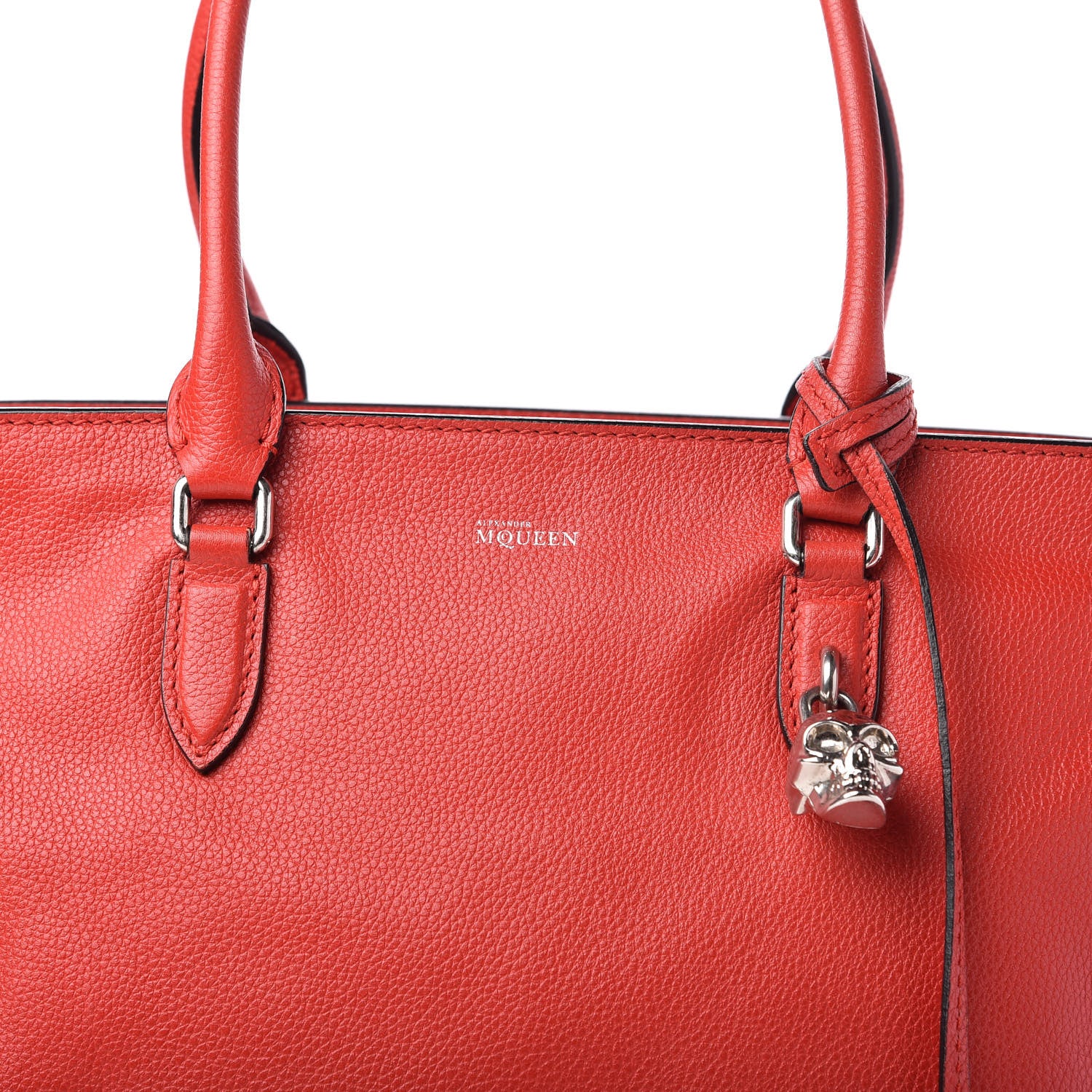 Alexander McQueen Calfskin Large Skull Padlock Zip Around Tote Red 10 of 10