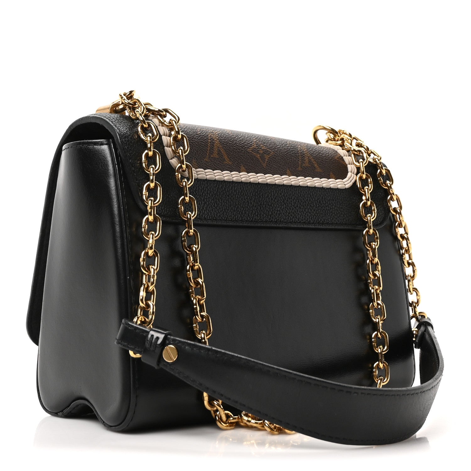 Louis Vuitton Calfskin Monogram Braided Twist Shoulder Bag MM Black 4 of 10