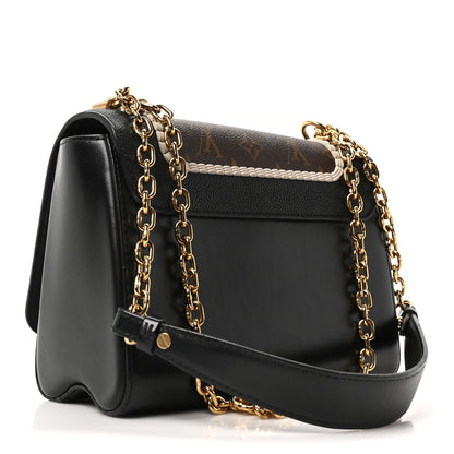 Louis Vuitton Calfskin Monogram Braided Twist Shoulder Bag MM Black 4 of 10