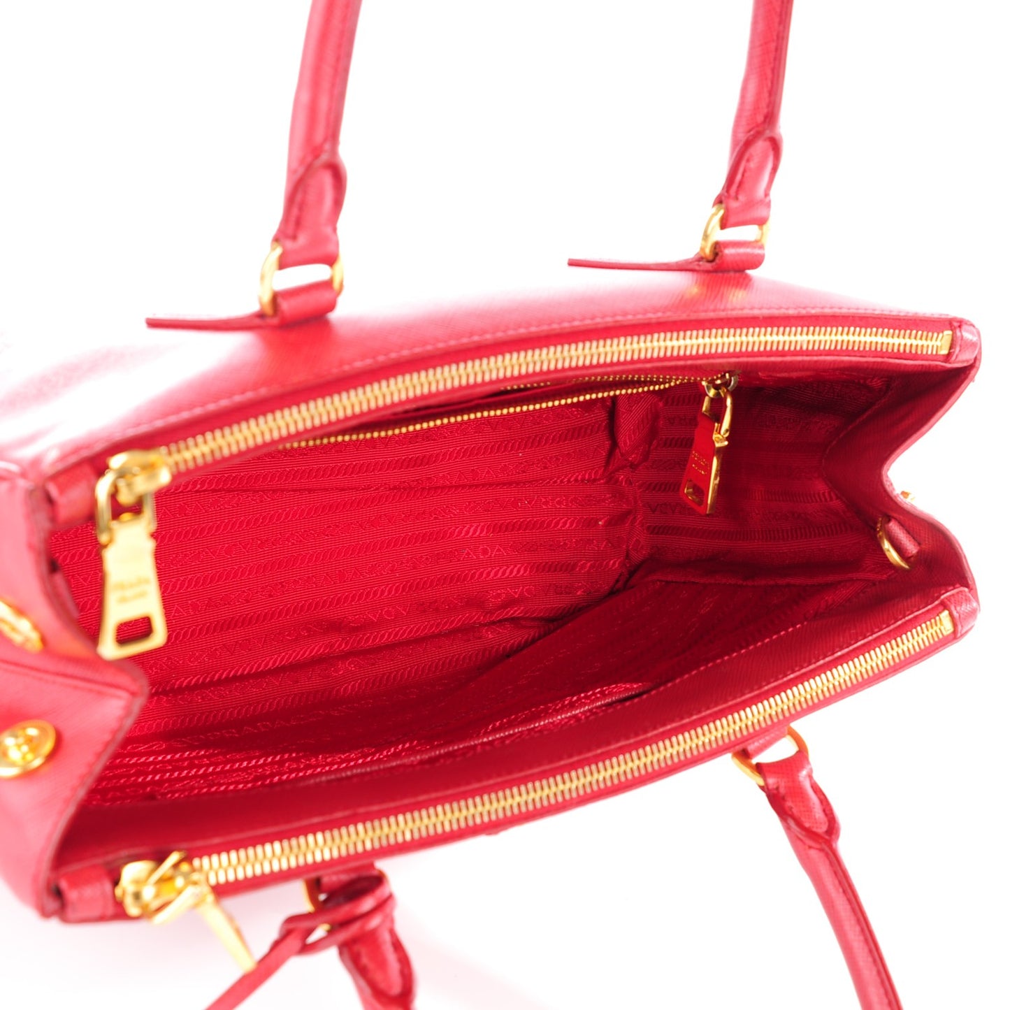 Saffiano Small Galleria Double Zip Tote Fuoco