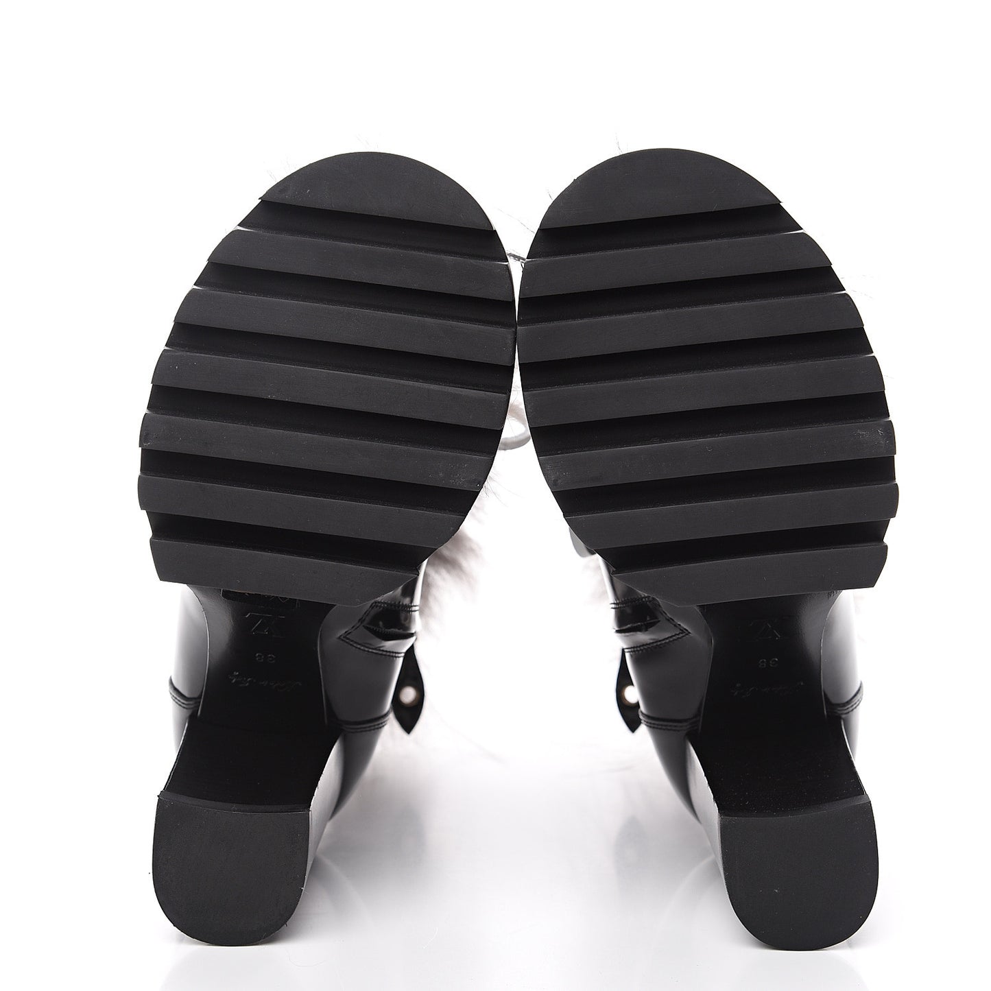 Patent Calfskin Fur Star Trail Ankle Boots 38 Black