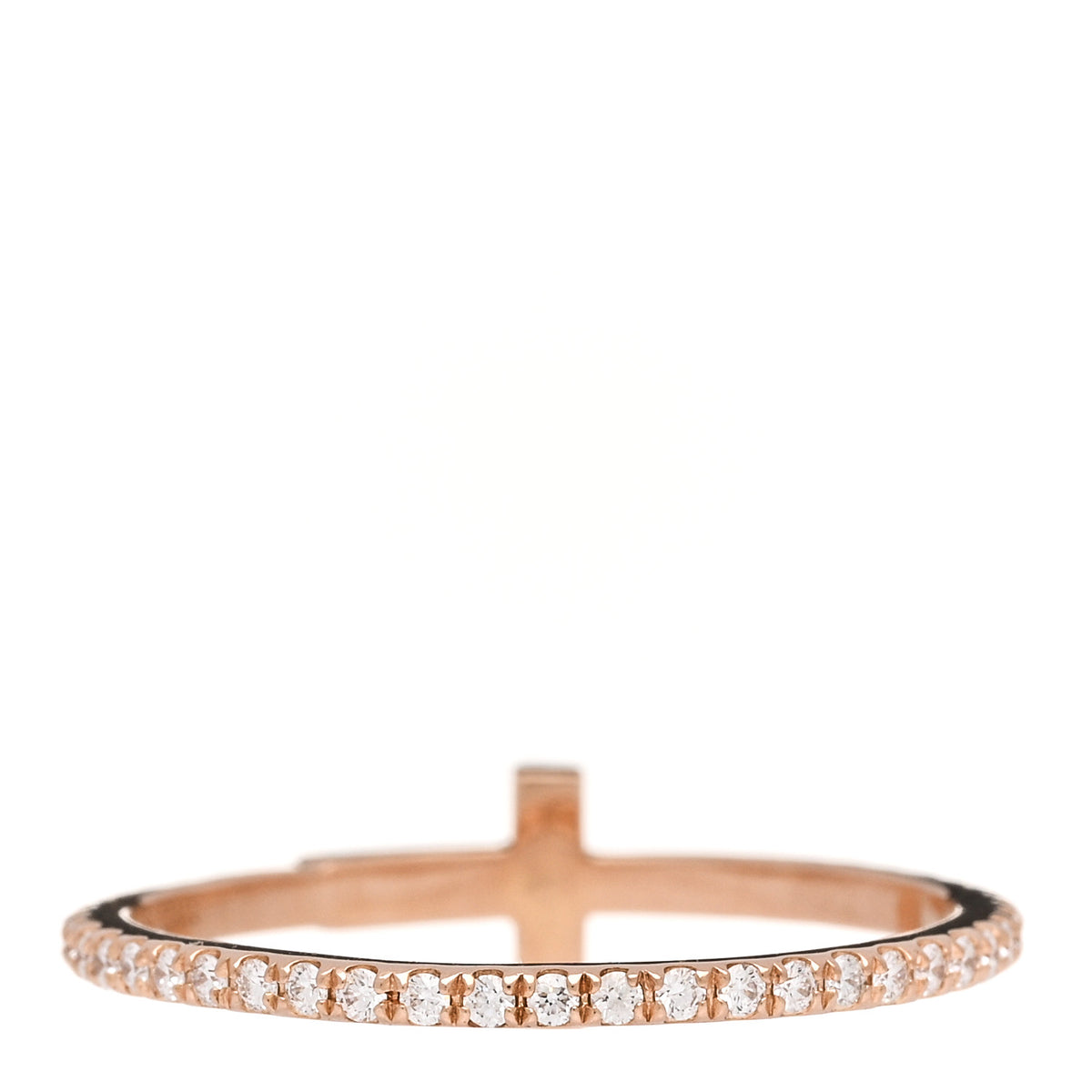 18K Rose Gold Diamond T Wire Pave Ring 50 5.5
