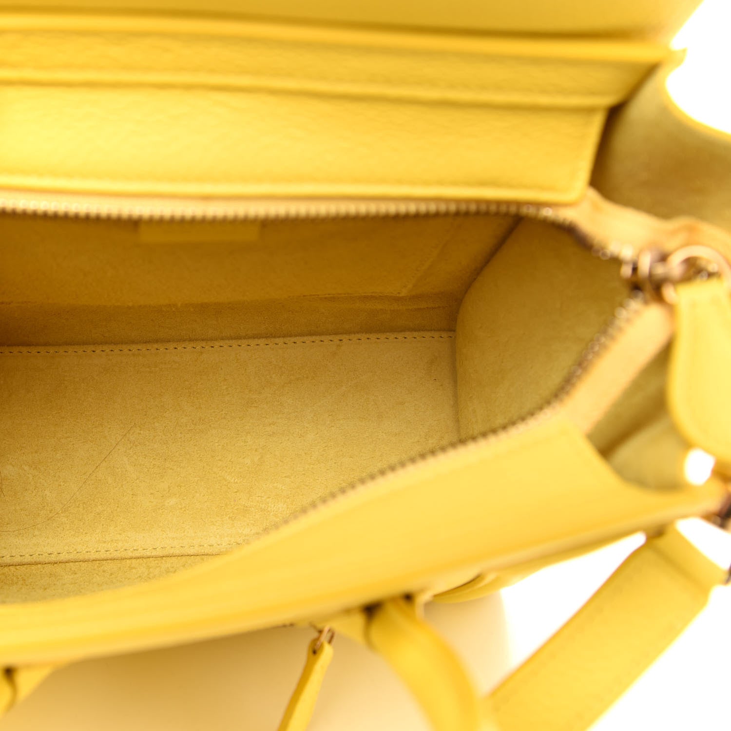 Celine Drummed Calfskin Nano Luggage Citron 5 of 10