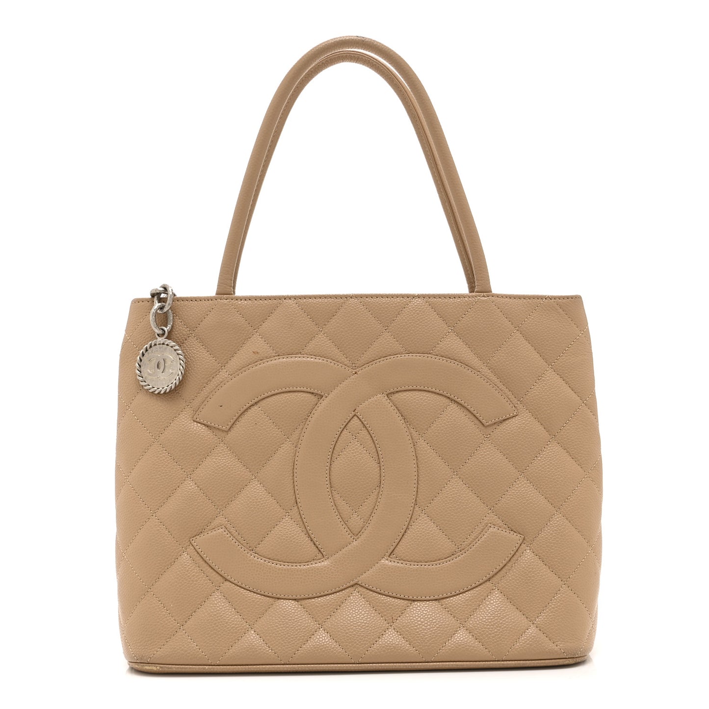Caviar Quilted Medallion Tote Beige