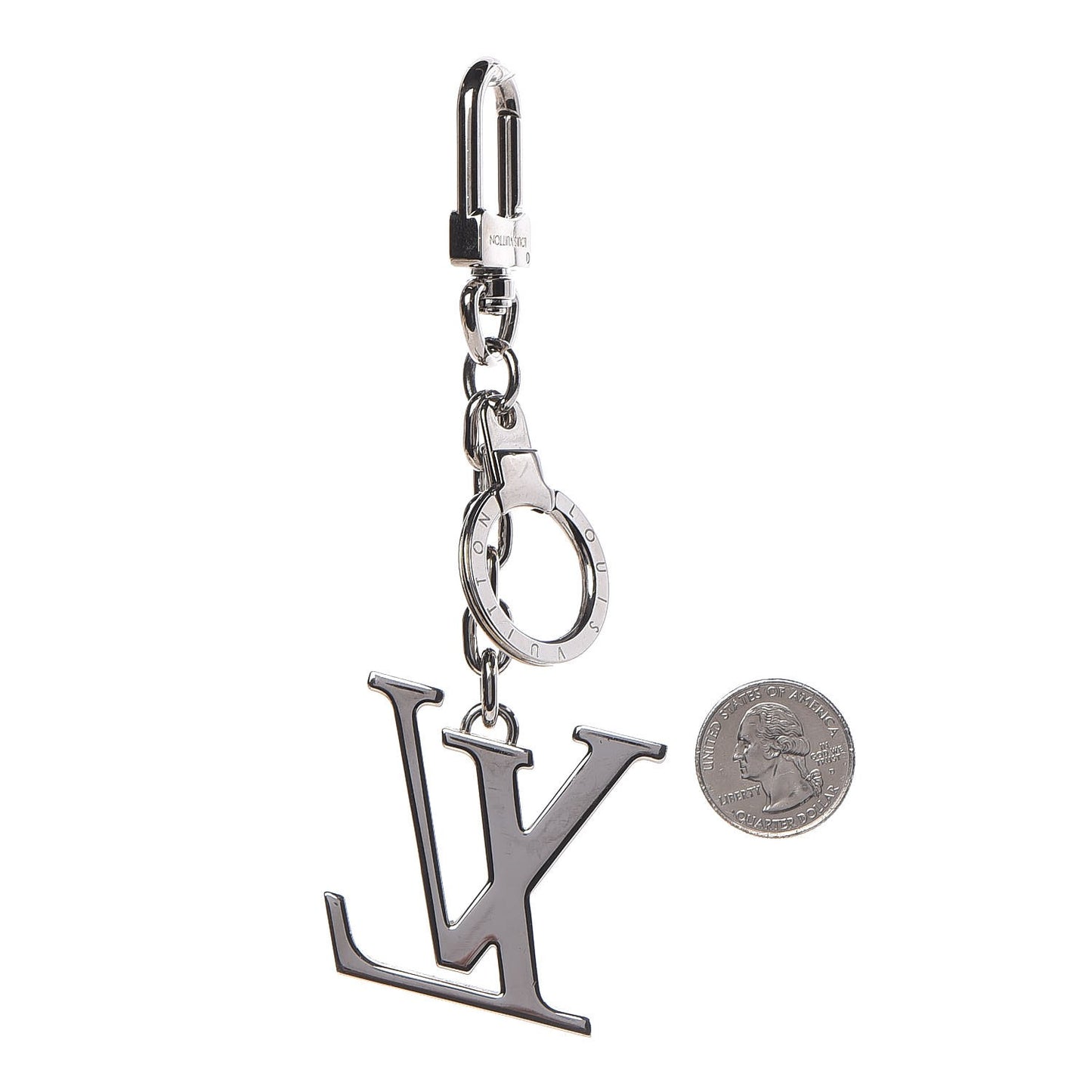 LV Facettes Bag Charm Key Holder Silver
