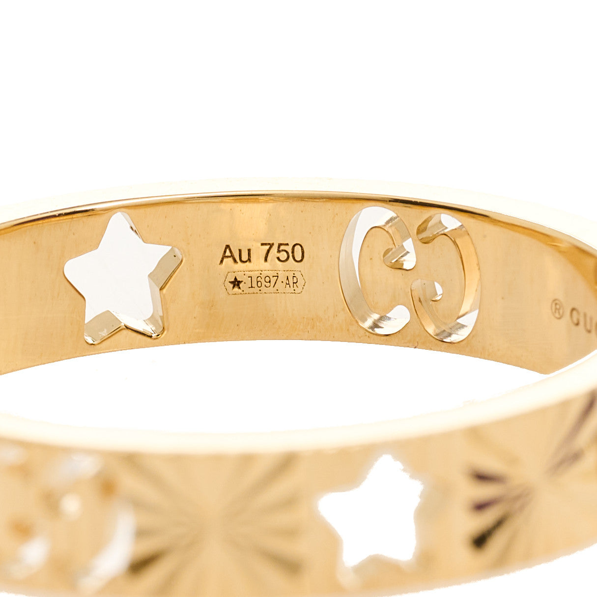 18K Yellow Gold Icon Stars Band Ring 60 9