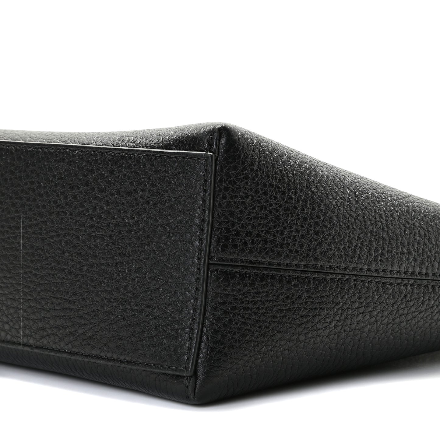 Grained Calfskin Small Rockstud Shoulder Tote Black