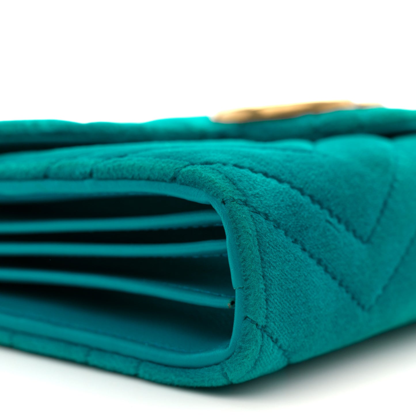 Velvet Matelasse GG Marmont Chain Wallet Pavone Cyan