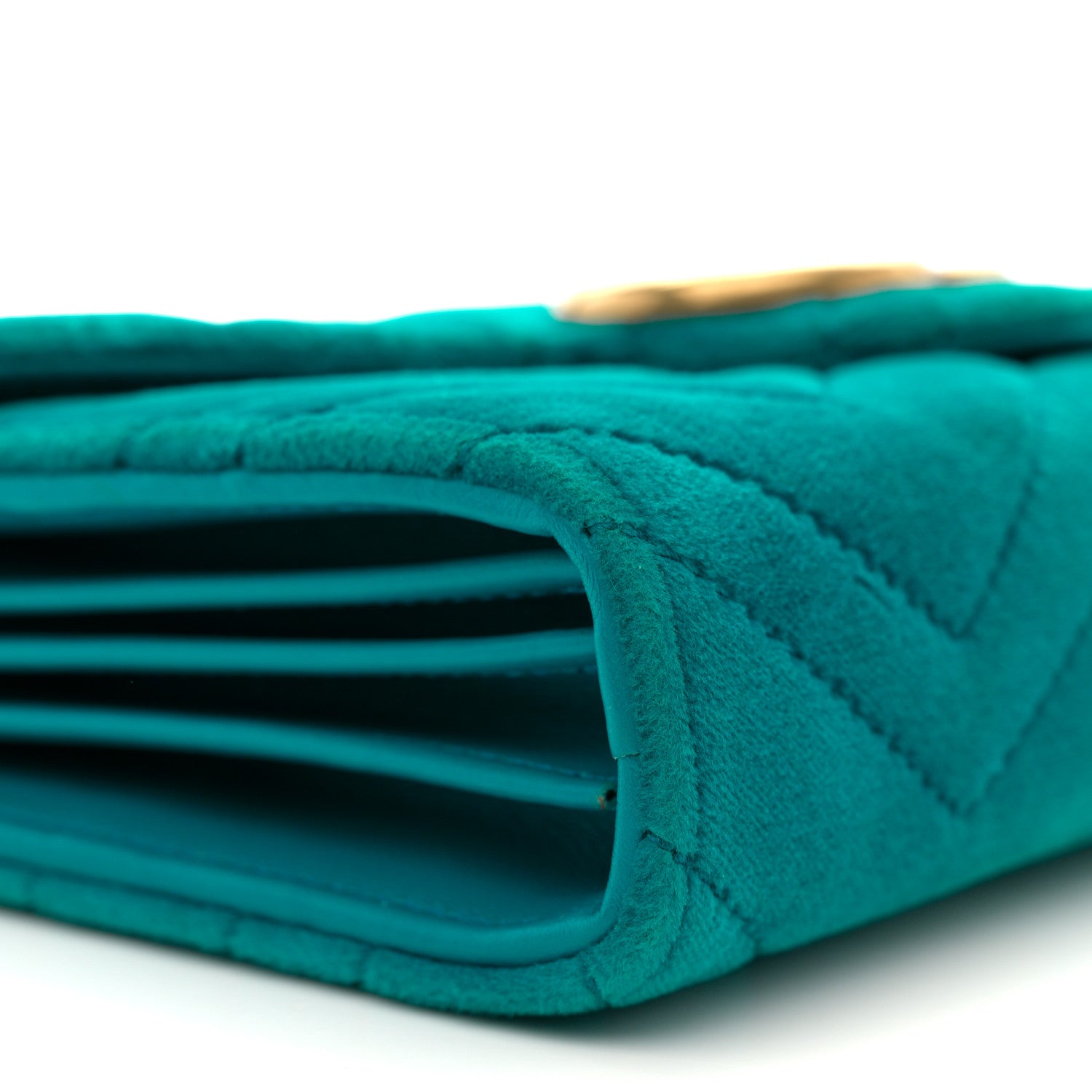 Gucci Velvet Matelasse GG Marmont Chain Wallet Pavone Cyan 11 of 14