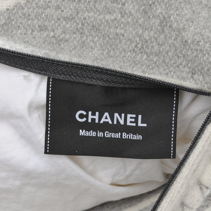 Chanel Merino Wool Cashmere CC Pillow Grey Off White 5 of 5