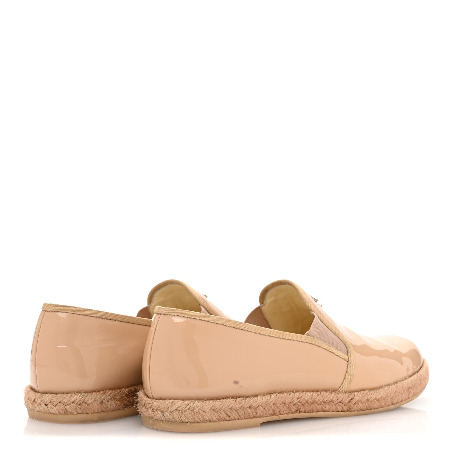 Chanel Patent CC Loafers Espadrille 38.5 Beige 5 of 9