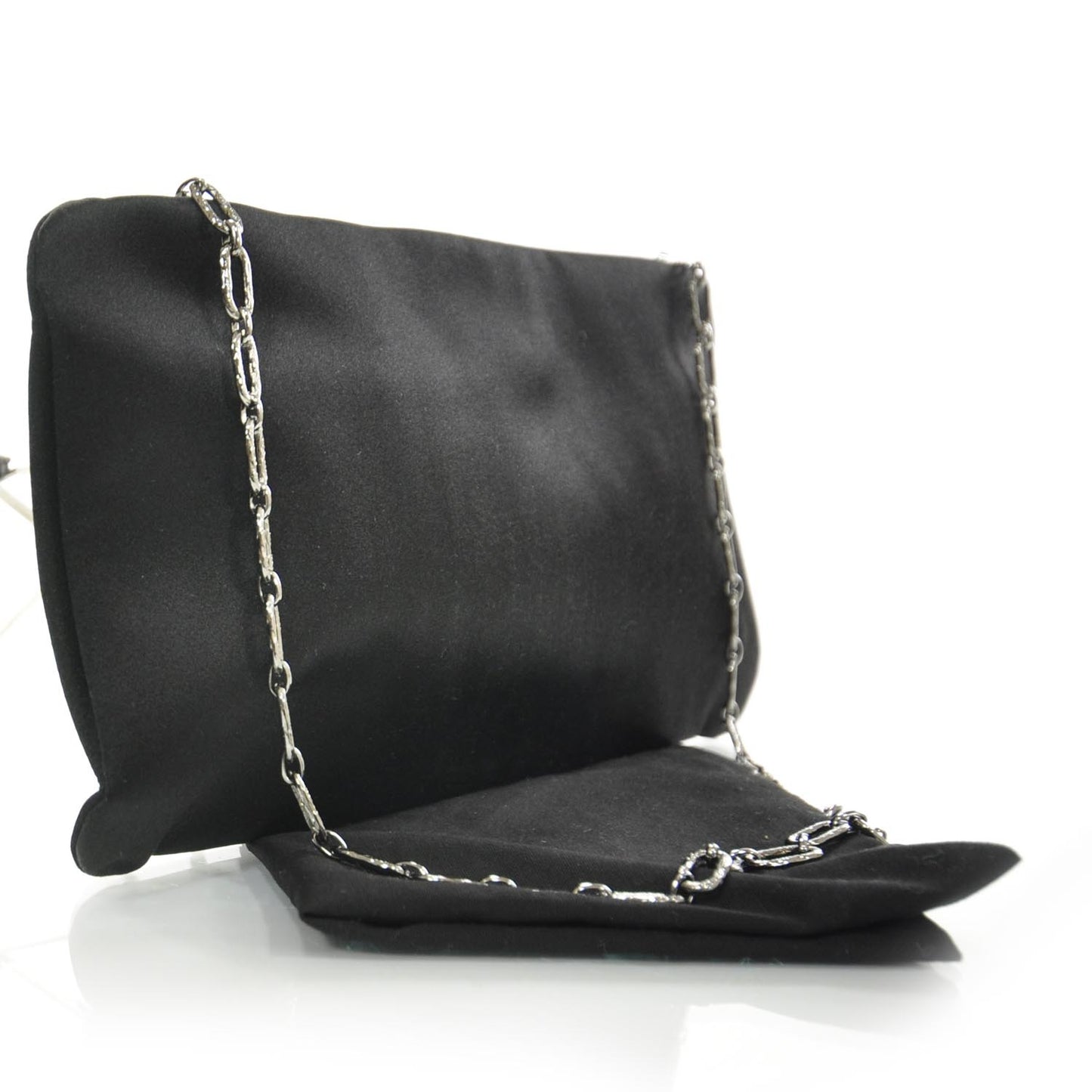 Satin Diamante Evening Clutch Bag Black