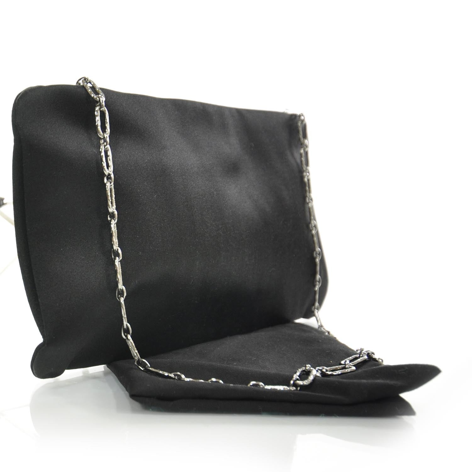 Chanel Satin Diamante Evening Clutch Bag Black 3 of 8