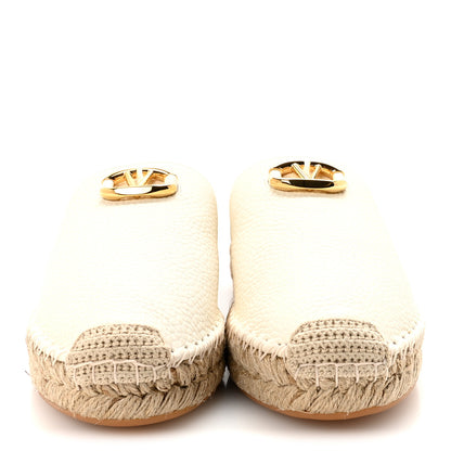 Valentino Garavani Pebbled Calfskin Vlogo Espadrille Mules 38 Light Ivory 3 of 10