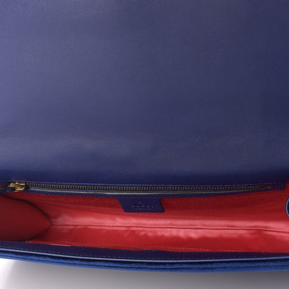 Gucci Velvet Matelasse GG Marmont Clutch Cobalt Blue 5 of 12