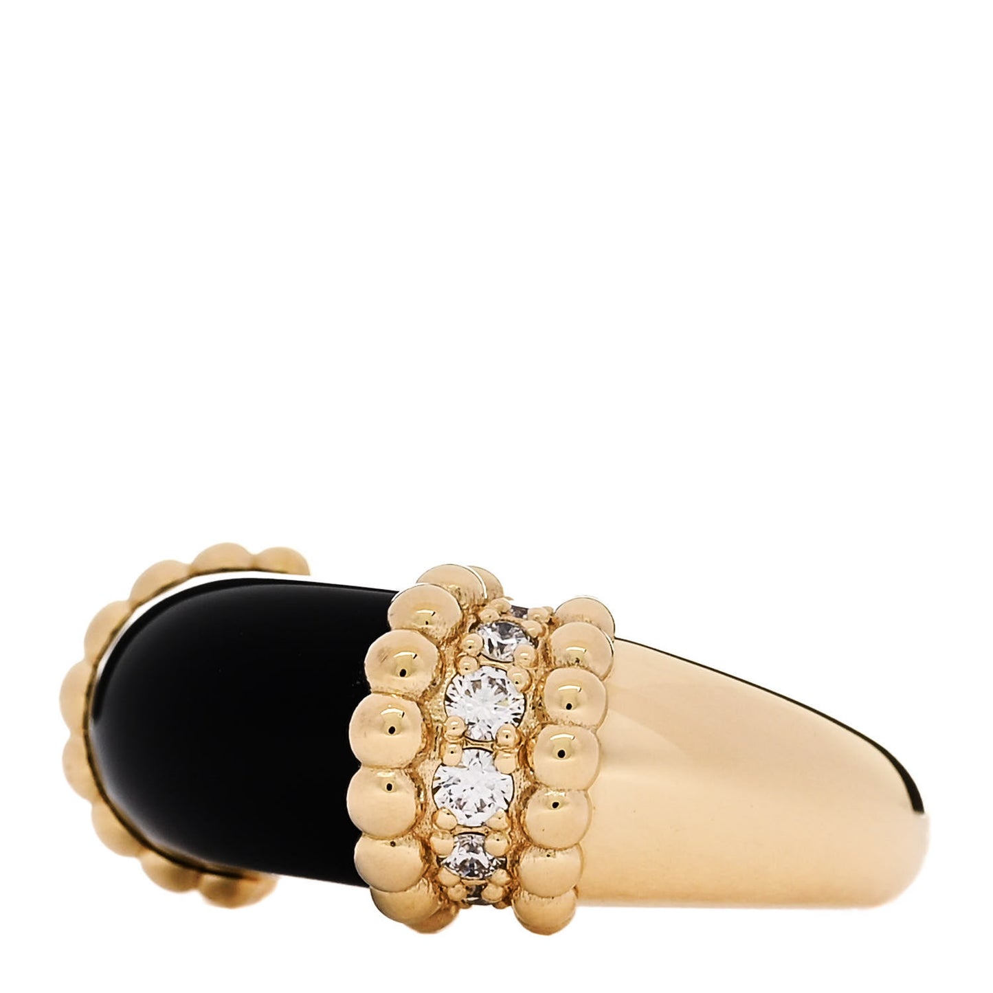 18K Yellow Gold Diamond Black Onyx Perlee Couleurs Ring 49 5