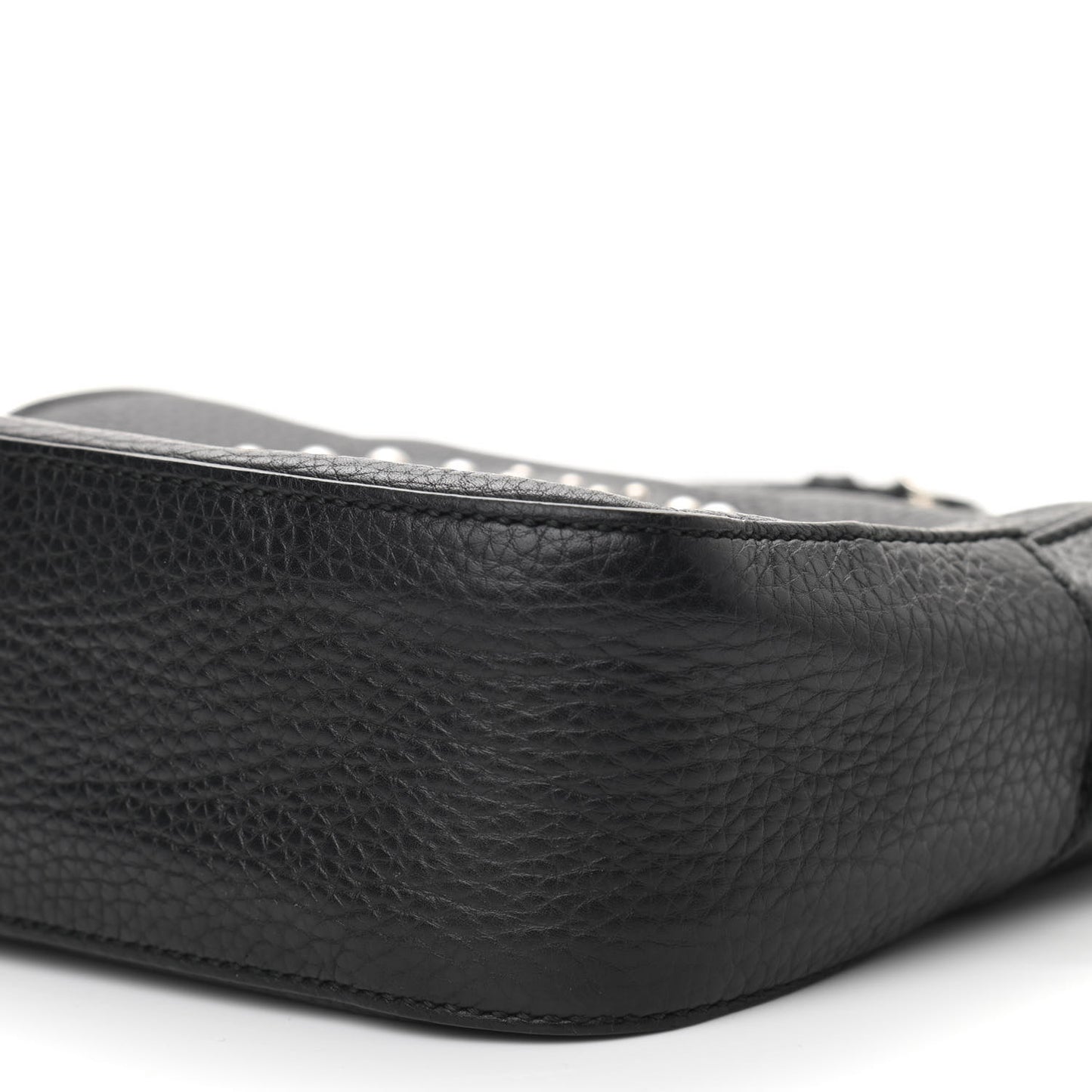 Pebbled Calfskin Studded Small Soho Disco Bag Black