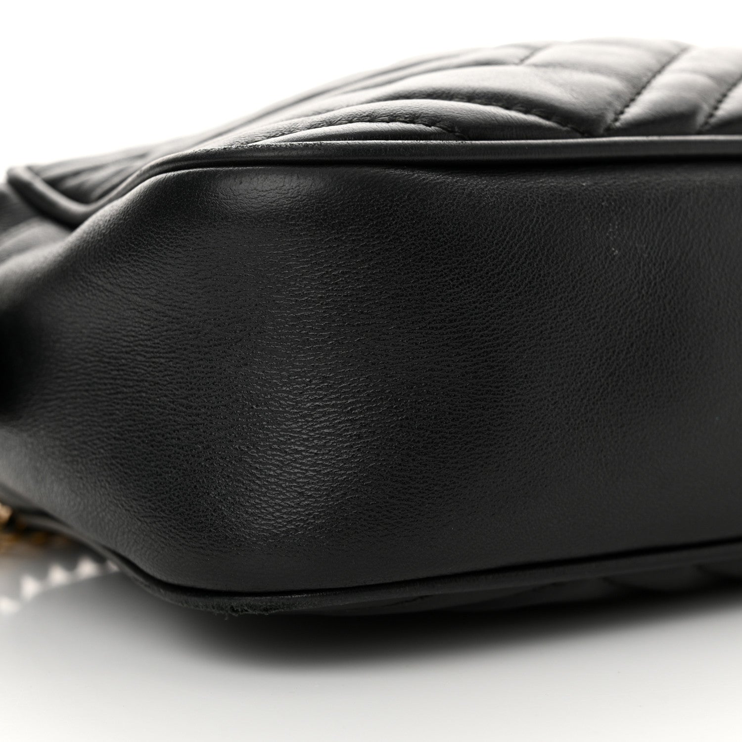 Gucci Calfskin Matelasse Small GG Marmont Chain Shoulder Bag Black 9 of 17