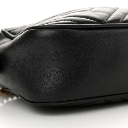 Gucci Calfskin Matelasse Small GG Marmont Chain Shoulder Bag Black 9 of 17