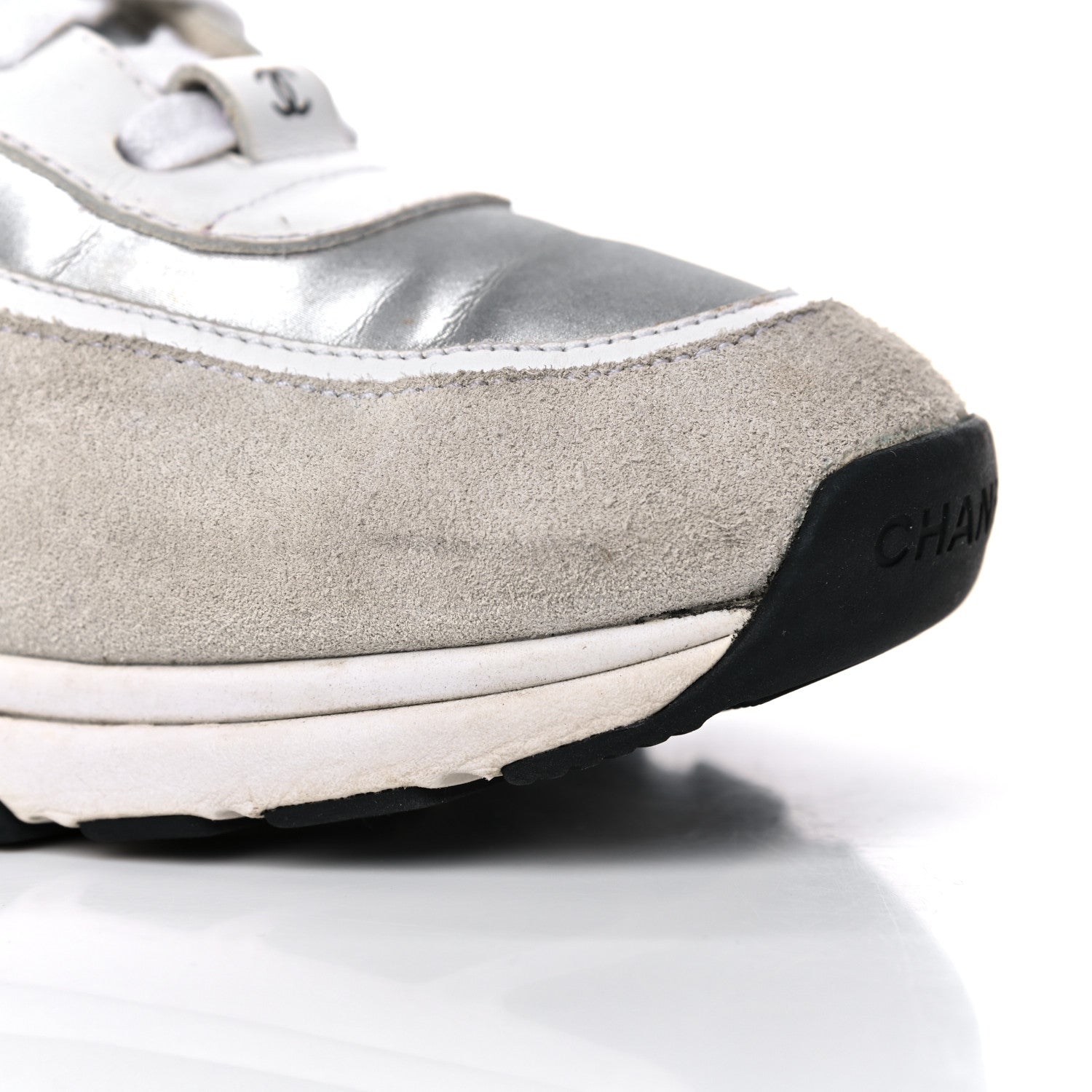 Chanel Calfskin Fabric Sneakers 39 White Silver Fluo Pink 23 of 24