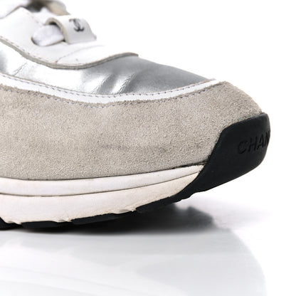 Chanel Calfskin Fabric Sneakers 39 White Silver Fluo Pink 23 of 24