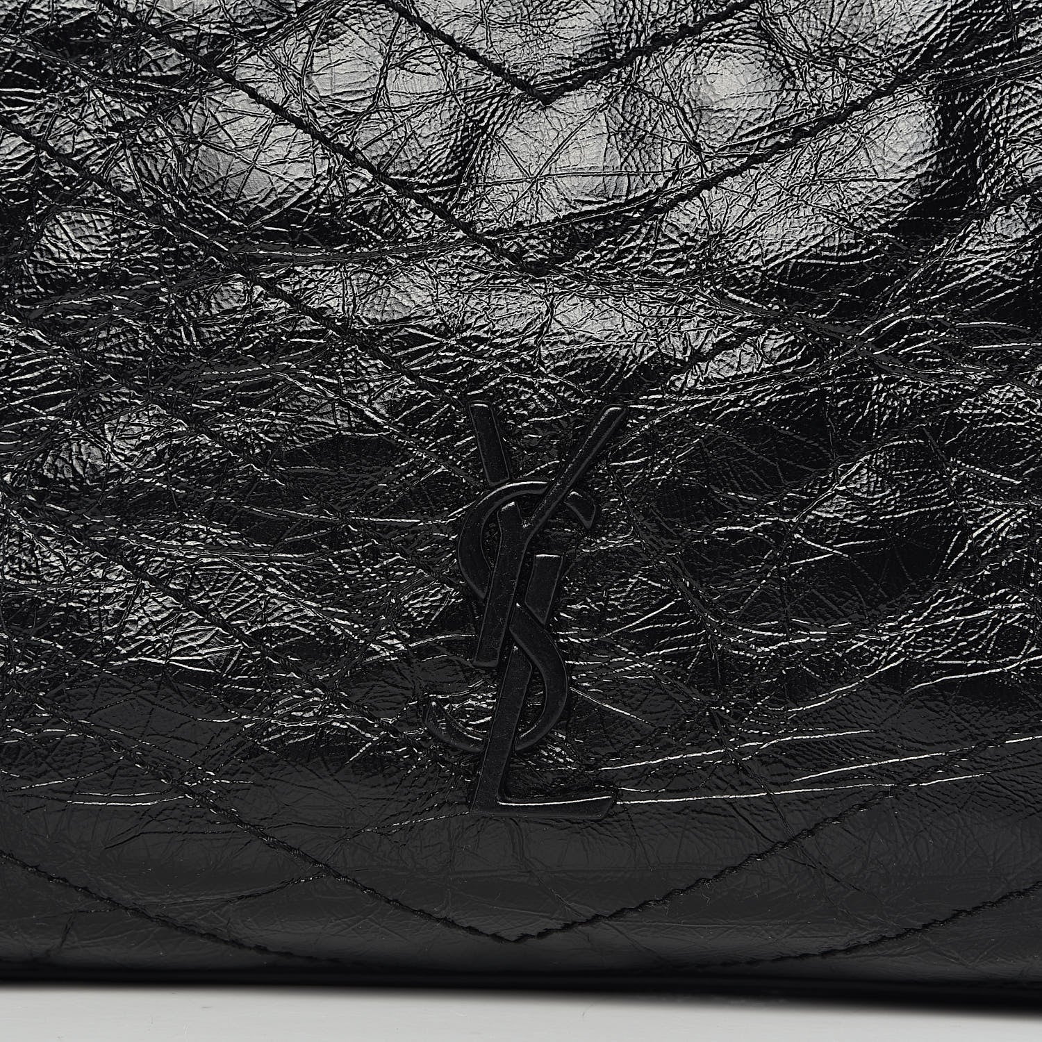 Saint Laurent Crinkled Calfskin Matelasse Monogram Medium Niki Shopper Tote Black 9 of 9