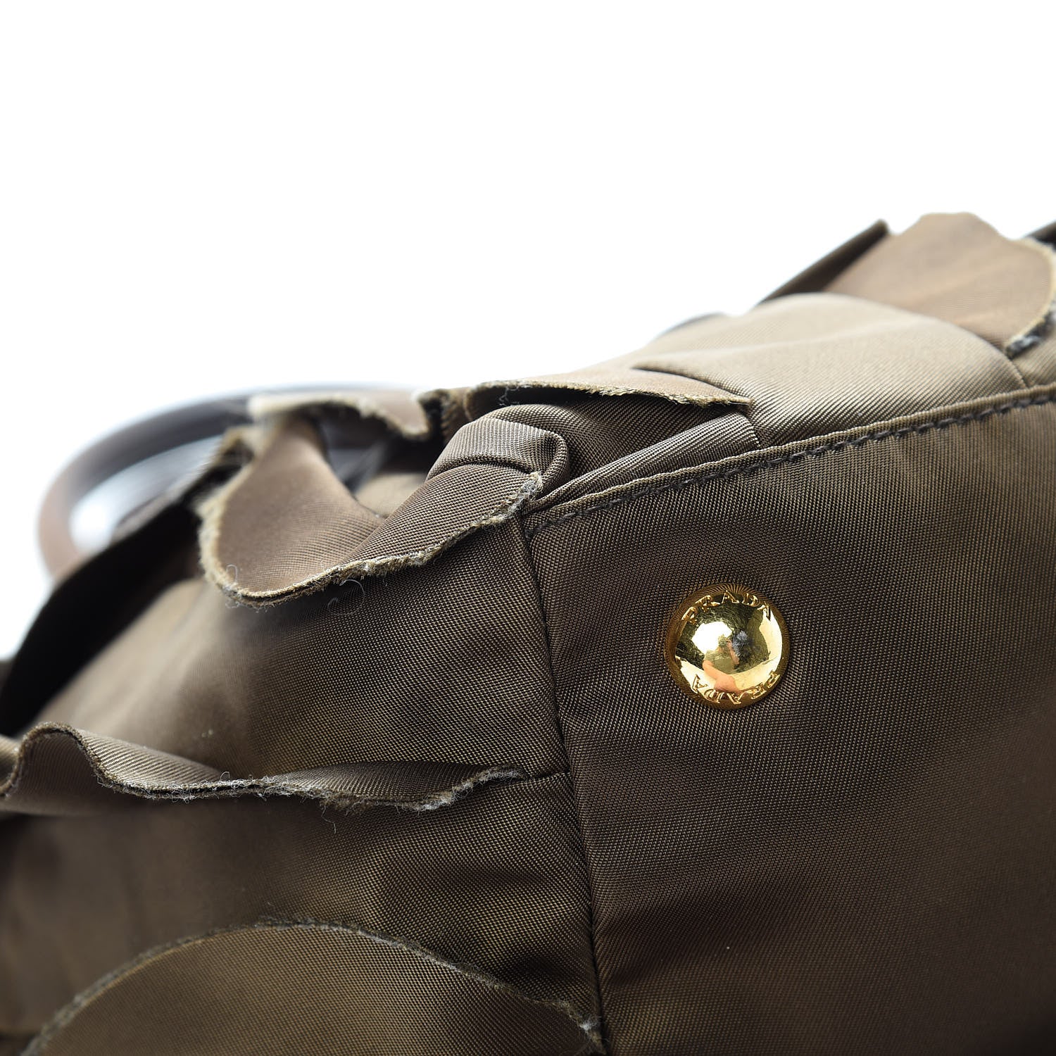 Prada Tessuto Nylon Ruffle Tote Brown 13 of 17
