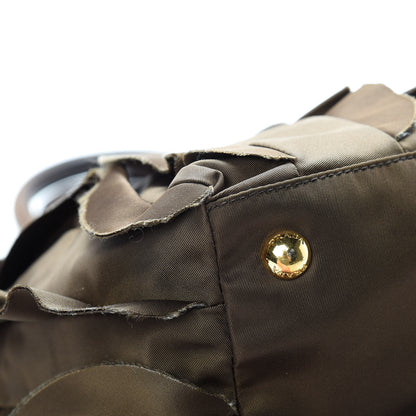 Prada Tessuto Nylon Ruffle Tote Brown 13 of 17