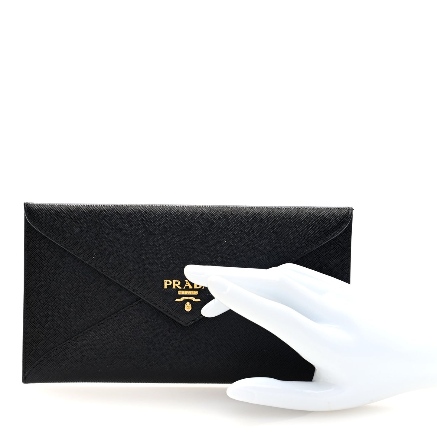 Saffiano City Calfskin Envelope Wallet Black