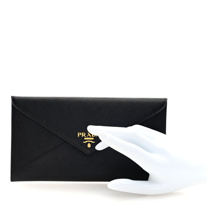 Prada Saffiano City Calfskin Envelope Wallet Black 2 of 6