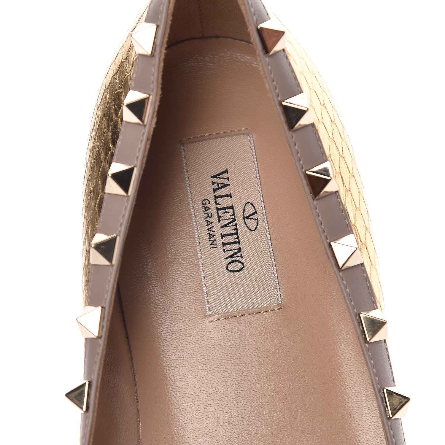 Valentino Garavani Metallic Watersnake Rockstud Ballerina Flats 41 Gold Poudre 7 of 12
