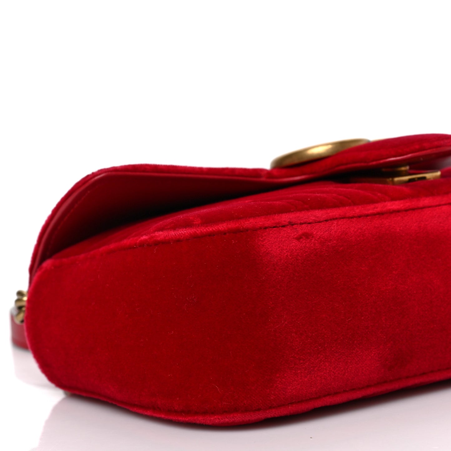 Velvet Matelasse Mini GG Marmont Shoulder Bag Hibiscus Red