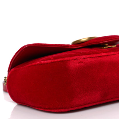 Gucci Velvet Matelasse Mini GG Marmont Shoulder Bag Hibiscus Red 8 of 9