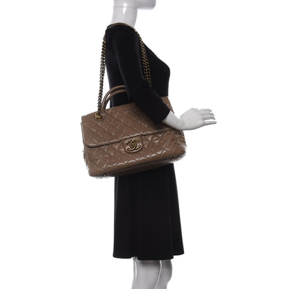 Chanel Glazed Calfskin Large Castle Rock Flap Dark Beige 2 of 10