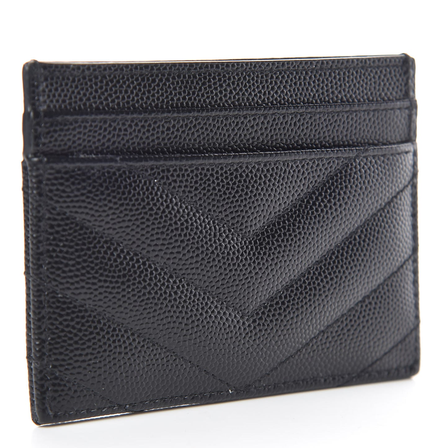 Grain De Poudre Matelasse Chevron Monogram Credit Card Case Black