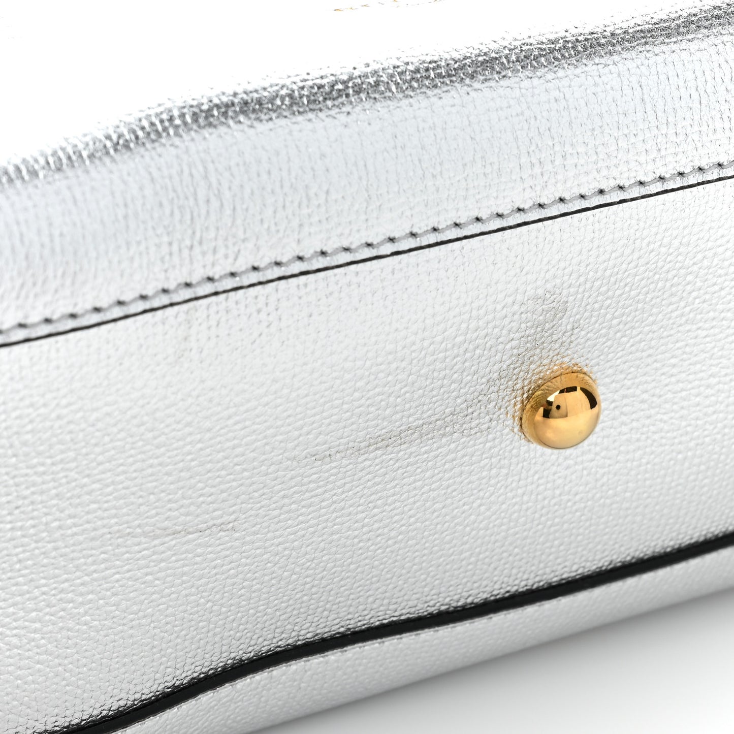 Metallic Grainy Calfskin House Check Medium Banner Tote Silver