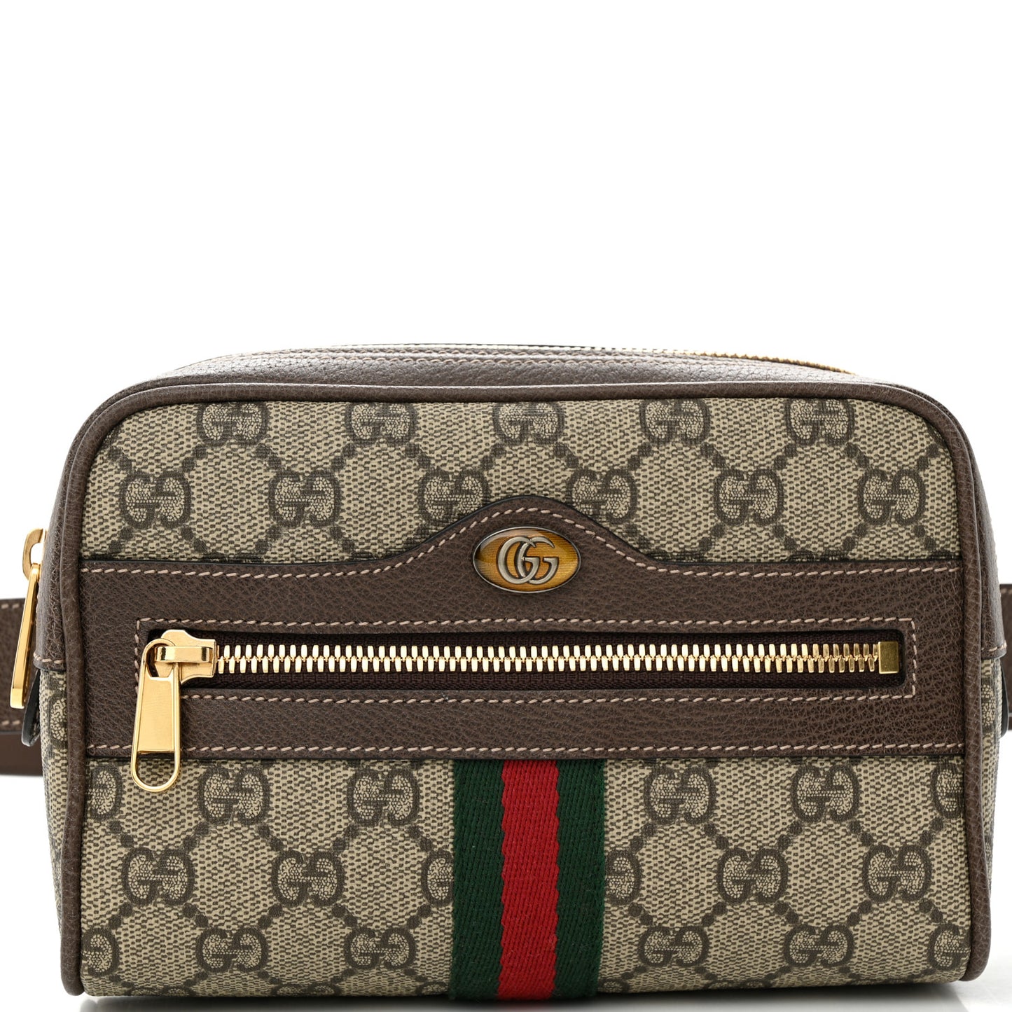 GG Supreme Monogram Web Small Ophidia Belt Bag 75 30 Dark Brown