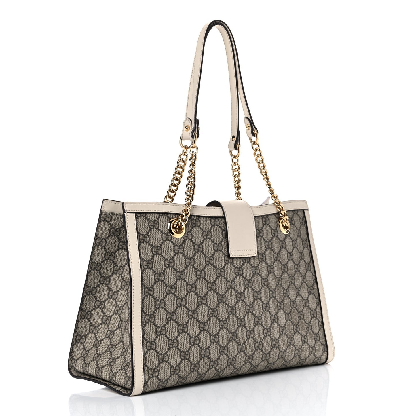 GG Supreme Monogram Medium Padlock Tote White