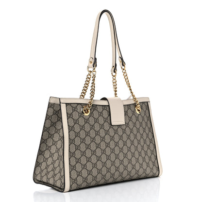 Gucci GG Supreme Monogram Medium Padlock Tote White 3 of 19