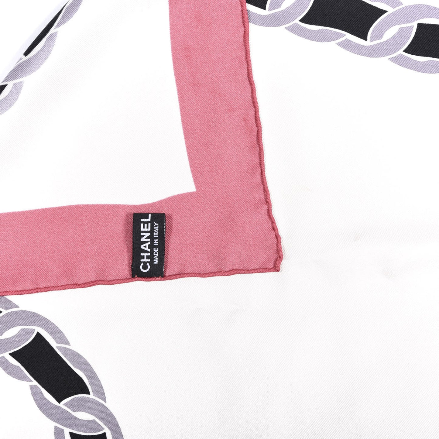 Silk Twill CC Cosmetic Square Scarf Pink Ecru Black