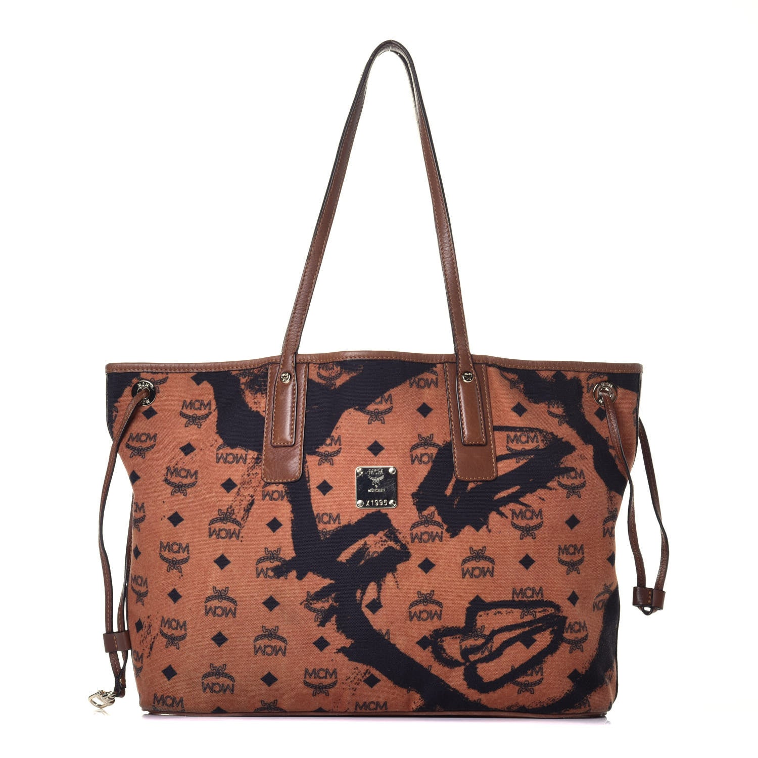 MCM X Patricia Fields Visetos Medium Liz Reversible Shopper Tote Cognac 4 of 15