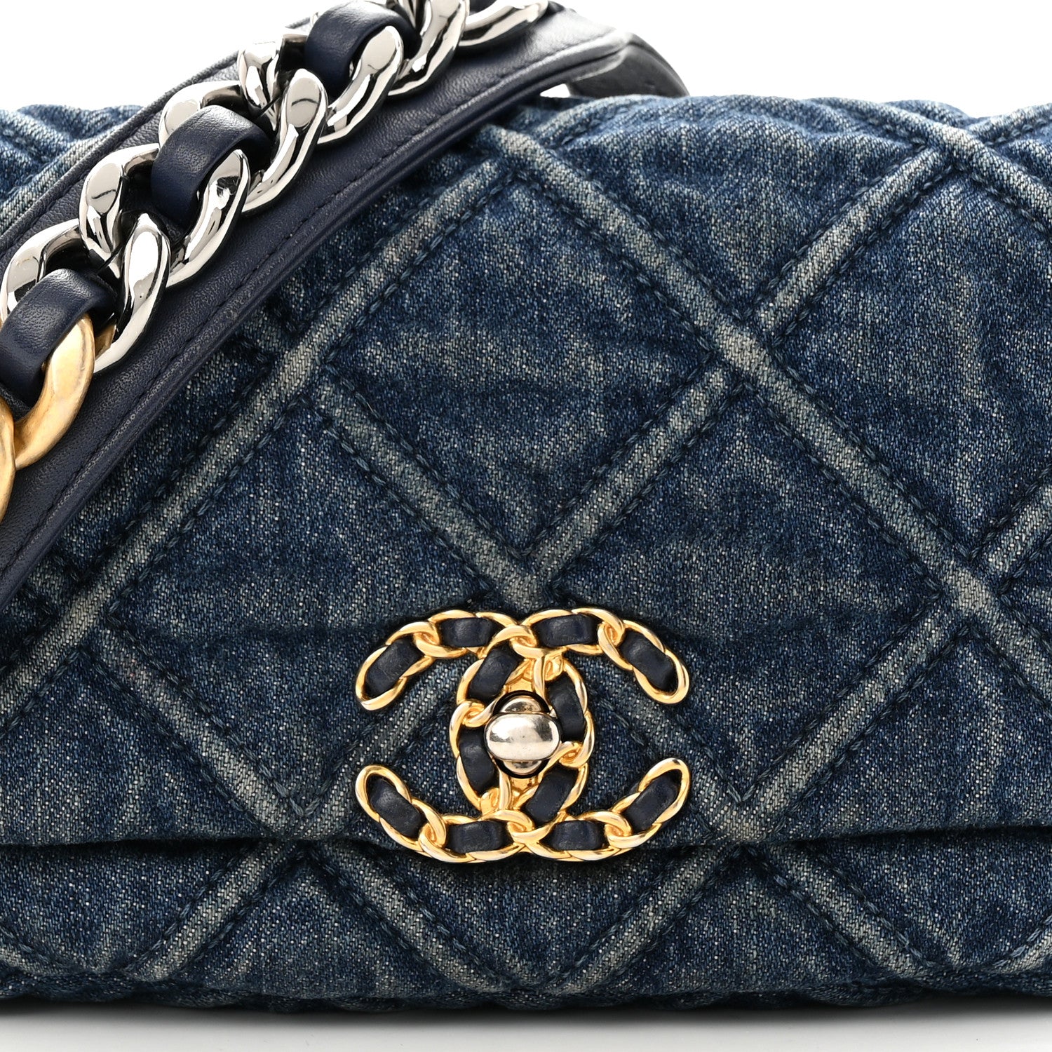 Chanel Denim Quilted Chanel 19 Belt Bag Blue 8 of 11
