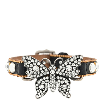 Gucci Calfskin Crystal Butterfly Bracelet Black 1 of 3
