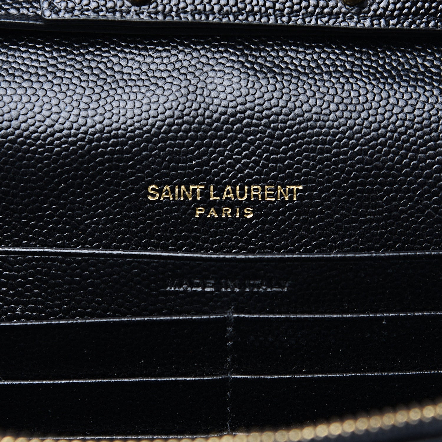 Saint Laurent Grain De Poudre Matelasse Chevron Monogram Chain Wallet Black 5 of 8