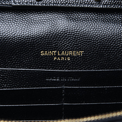 Saint Laurent Grain De Poudre Matelasse Chevron Monogram Chain Wallet Black 5 of 8