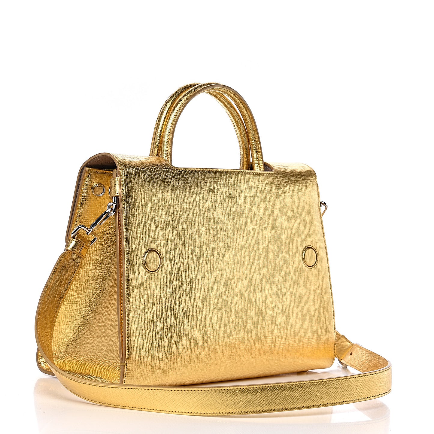 Metallic Goatskin Medium Diorever Flap Gold