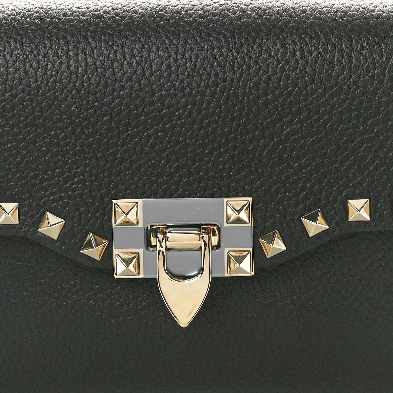 Valentino Garavani Pebbled Calfskin Medium Rockstud Flip Lock Crossbody Bag Black 7 of 9