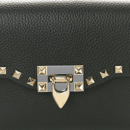 Valentino Garavani Pebbled Calfskin Medium Rockstud Flip Lock Crossbody Bag Black 7 of 9