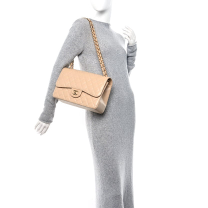 Chanel Caviar Quilted Jumbo Double Flap Beige 2 of 13